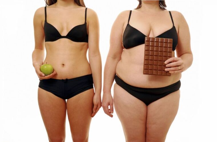A fat and thin woman after one month of weight loss